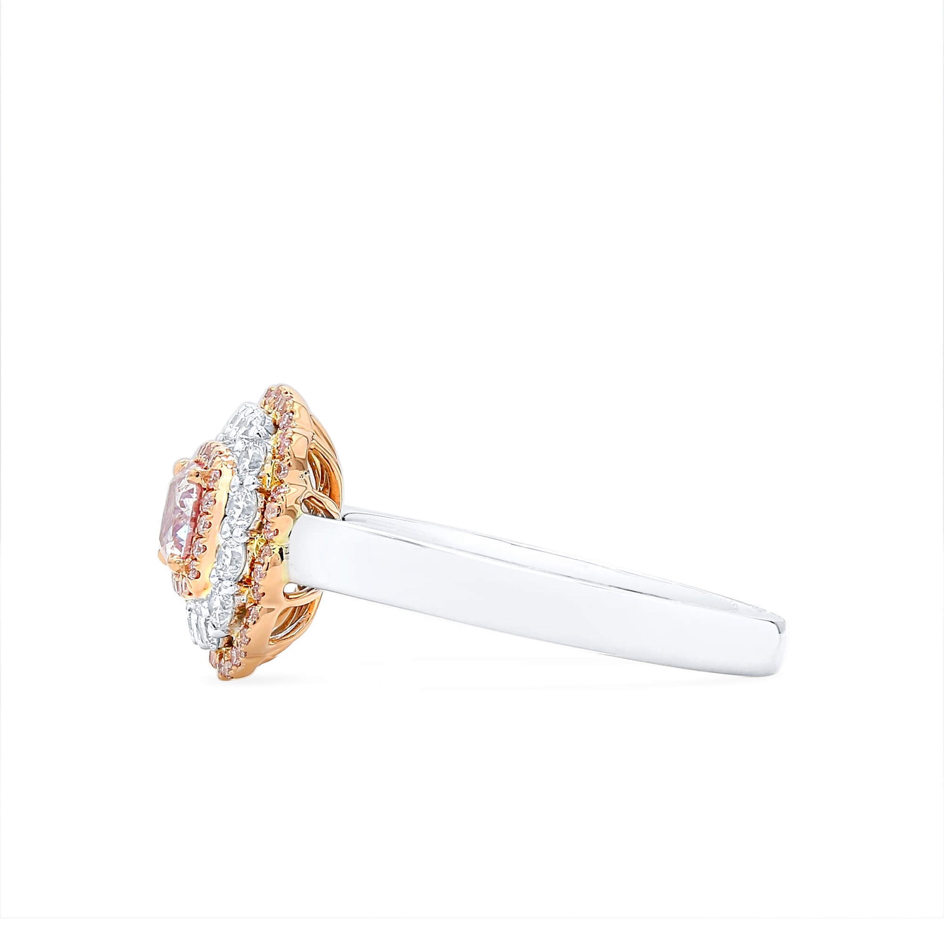 Light Pink Diamond Ring, 0.97 Ct. TW, Cushion shape, GIA Certified