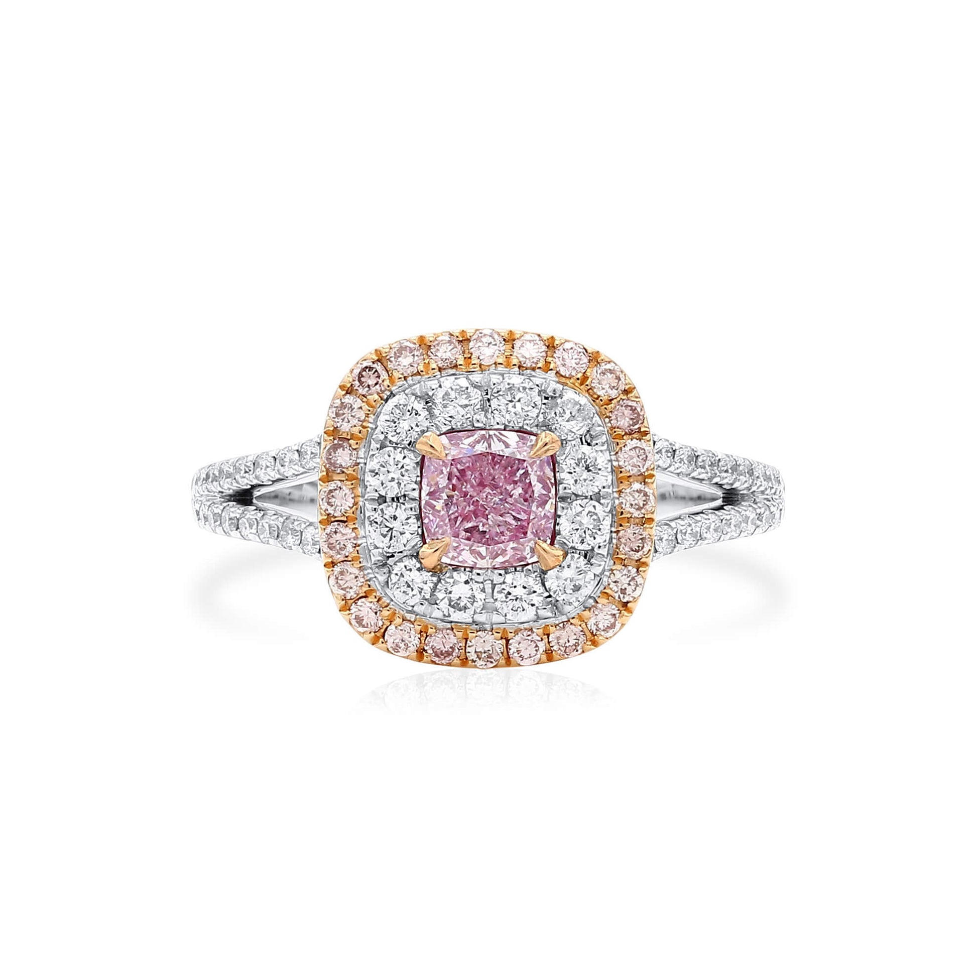 Light Pink Diamond Ring, 1.07 Ct. TW, Cushion shape, GIA Certified