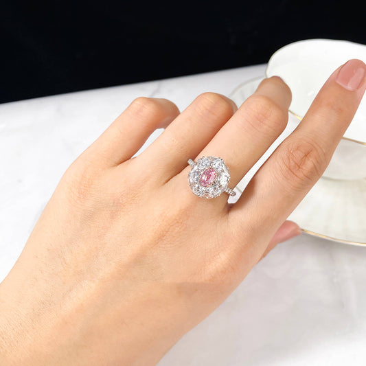 Light Pink Diamond Ring, 2.85 Ct. TW, Oval shape, GIA Certified