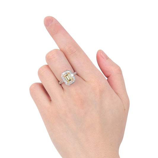 Light Yellow and White Diamond Ring, 2.98 Ct. (4.62 Ct. TW), Radiant Shape, 2225712758