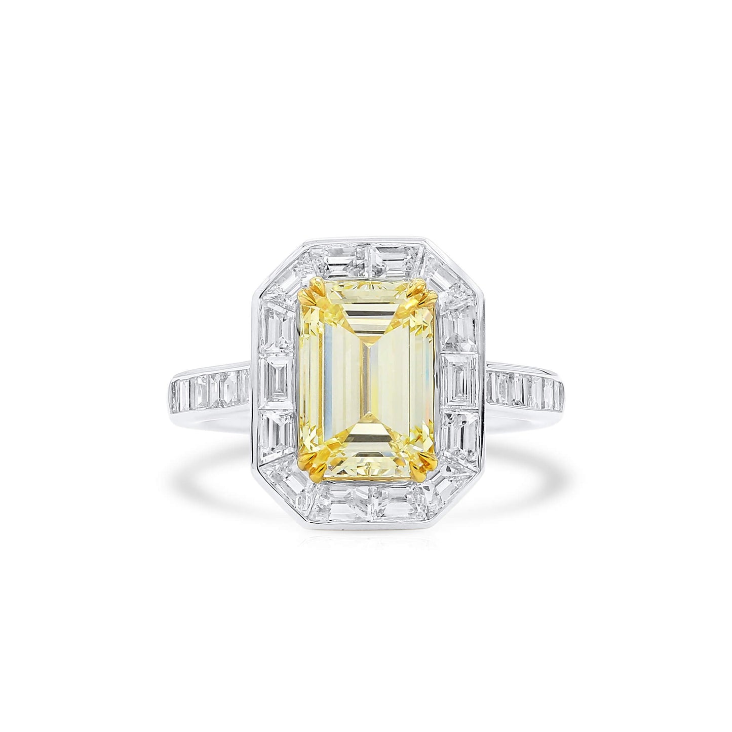 Light Yellow and White Diamond Ring, 2.98 Ct. (4.62 Ct. TW), Radiant Shape, 2225712758