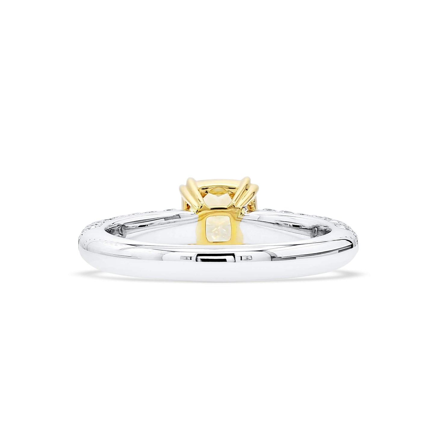 Light Yellow (U-V) Diamond Ring, 2.29 Ct. TW, Cushion shape, GIA Certified