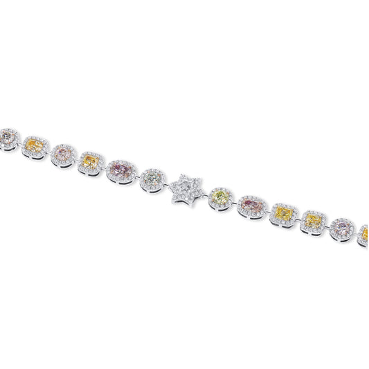 Natural Multicolor Diamond Bracelet, 10.75 Ct. TW, Mix shape, GIA Certified