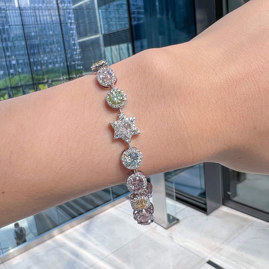 Natural Multicolor Diamond Bracelet, 10.75 Ct. TW, Mix shape, GIA Certified