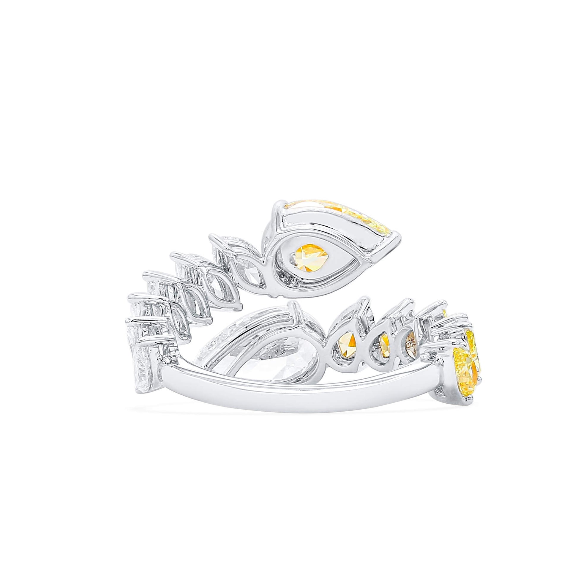 Natural Yellow and White Diamond Ring, 18K White Gold, 4.59 Ct. TW