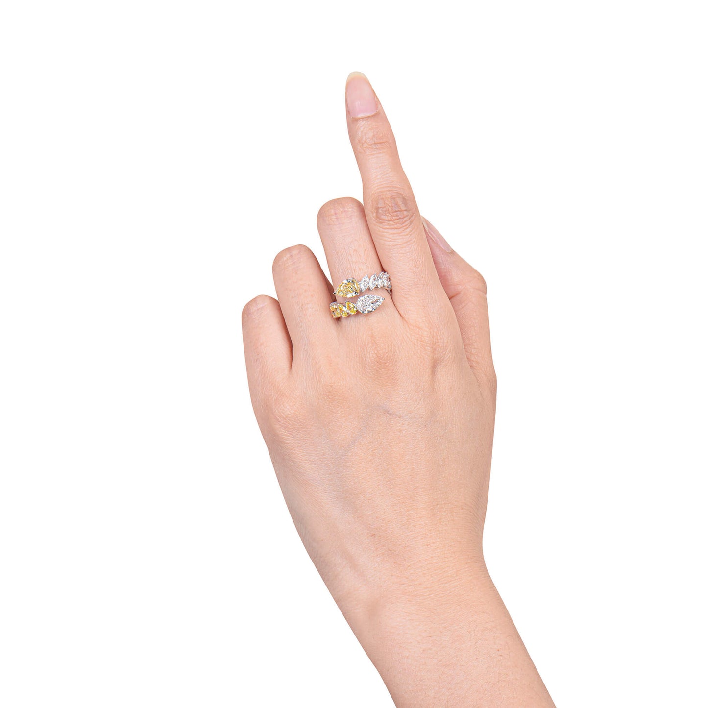 Natural Yellow and White Diamond Ring, 18K White Gold, 4.59 Ct. TW