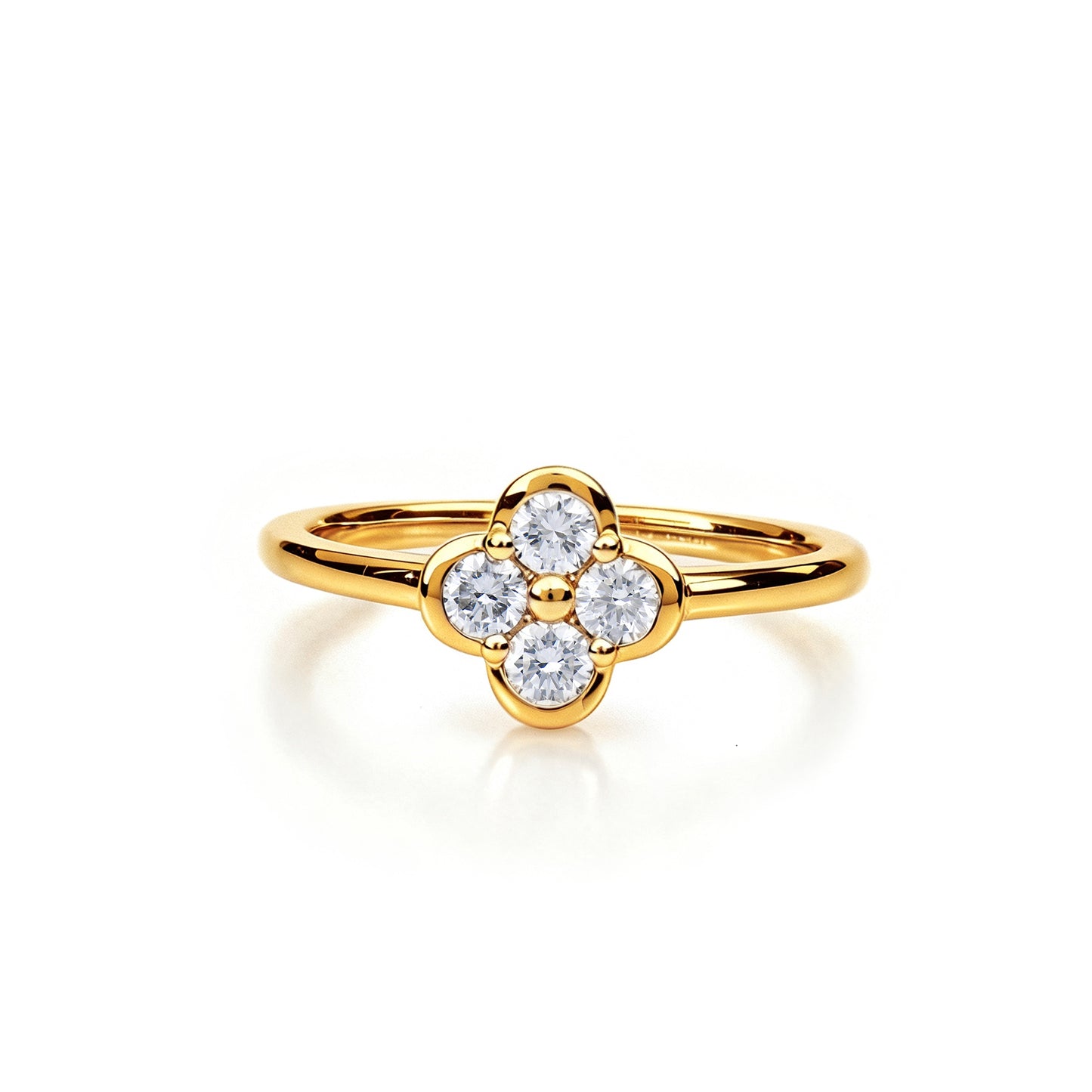 Natural 0.33 Ct. TW Diamond Clover Ring in Yellow Gold , 14K Yellow Gold, 18K Yellow Gold