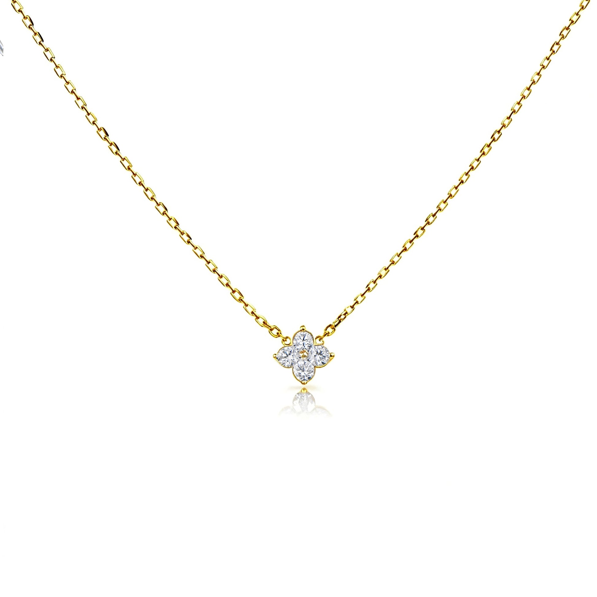 Natural 0.34 Ct. TW Diamond Clover Pendant in Yellow Gold, 14K Yellow Gold, 18K Yellow Gold