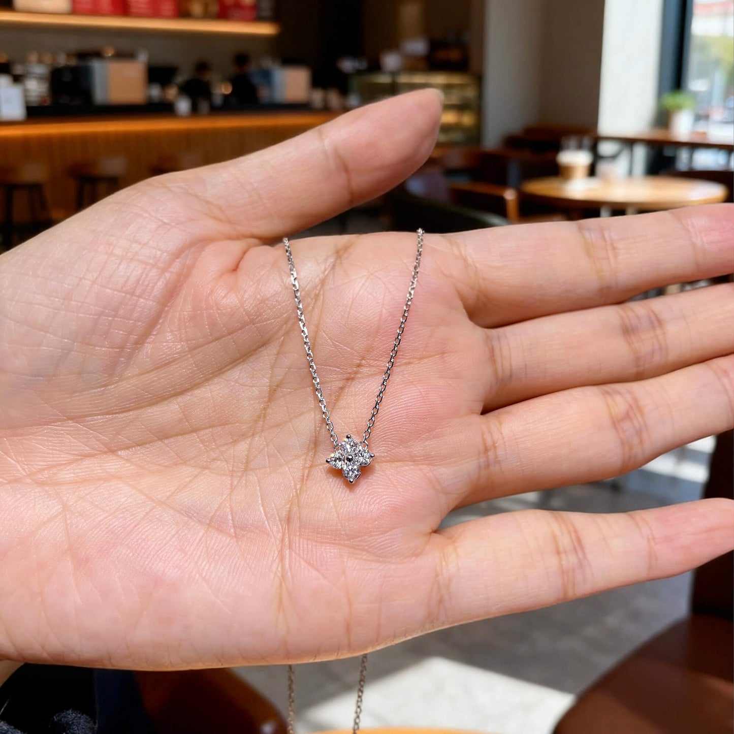 Natural 0.34 Ct. TW Diamond Clover Pendant, 14K White Gold