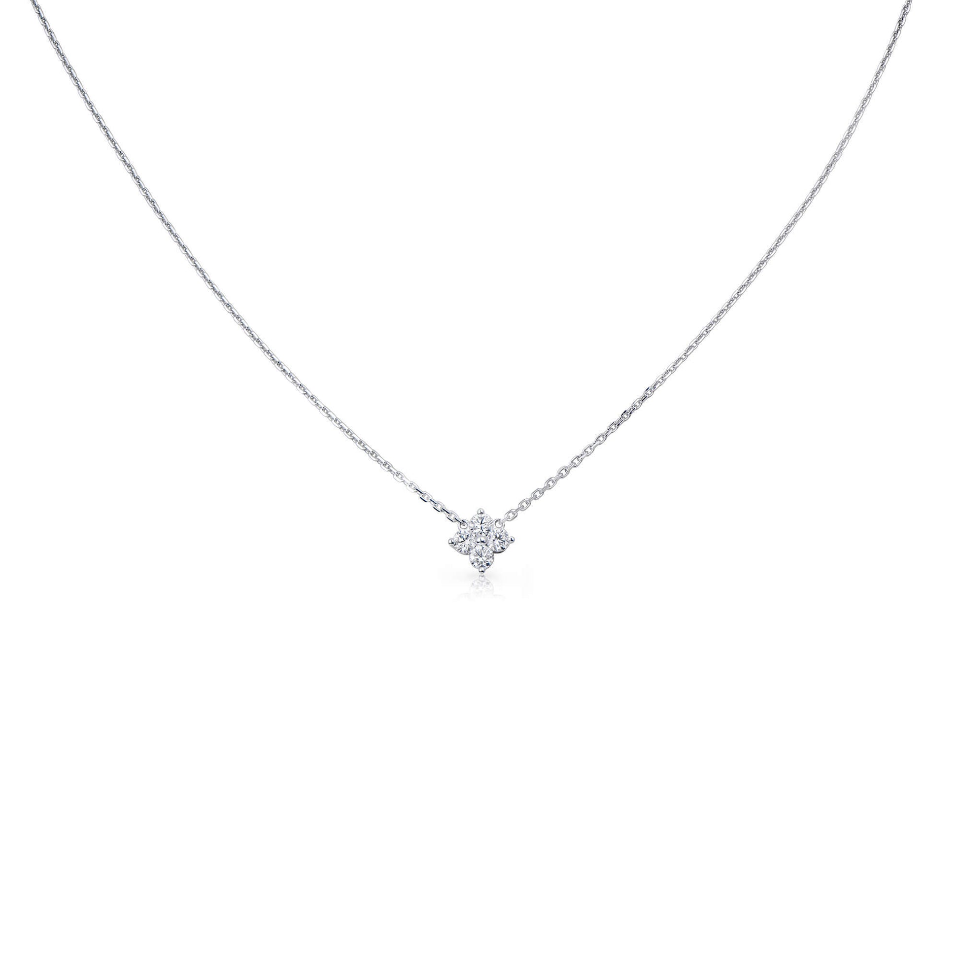 Natural 0.34 Ct. TW Diamond Clover Pendant, 14K White Gold