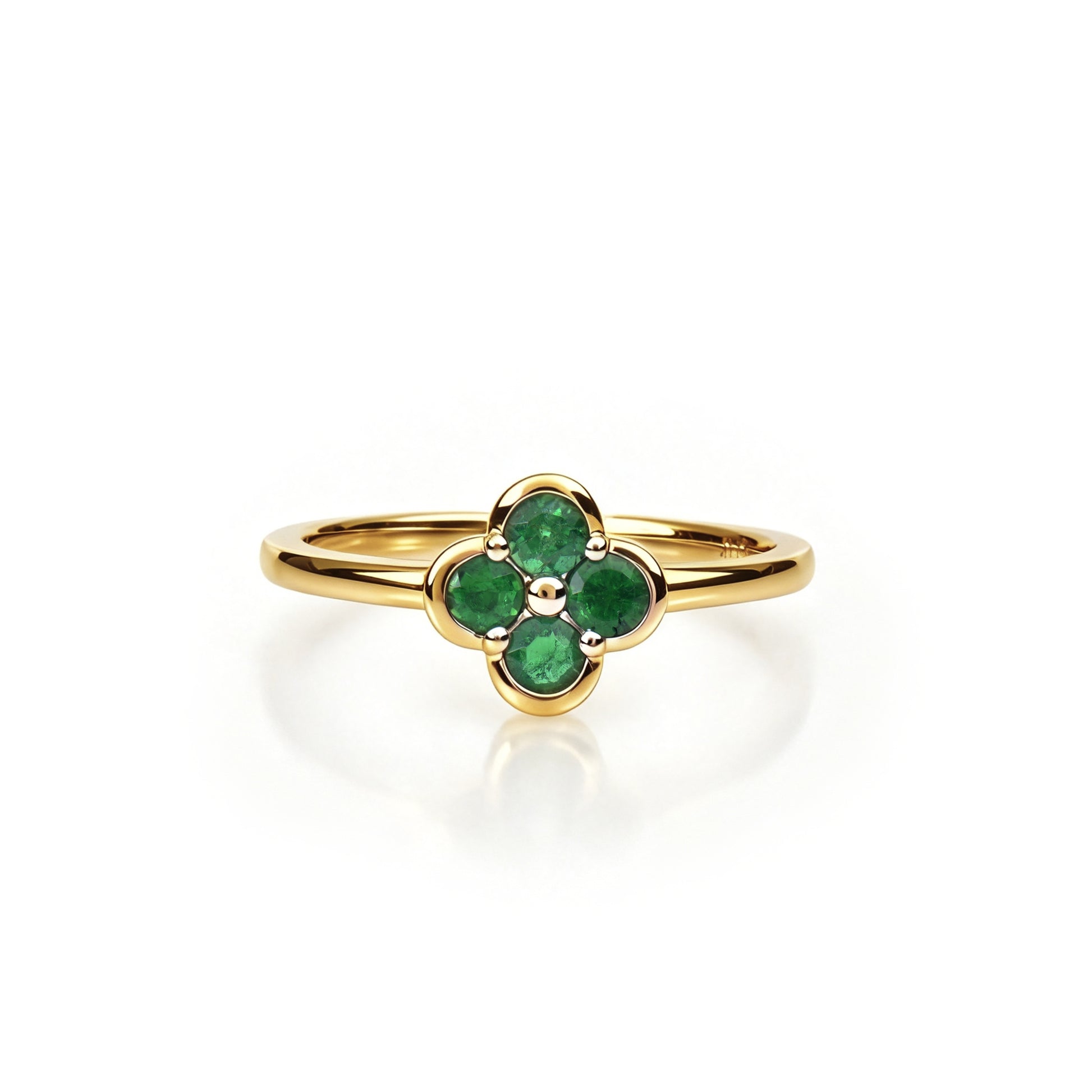 Natural 0.36 Ct. TW Emerald Clover Ring in Yellow Gold, 14K Yellow Gold, 18K Yellow Gold