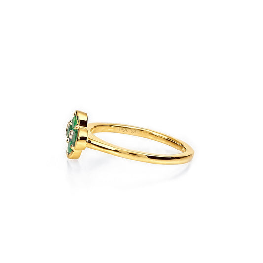 Natural 0.36 Ct. TW Emerald Clover Ring in Yellow Gold, 14K Yellow Gold, 18K Yellow Gold