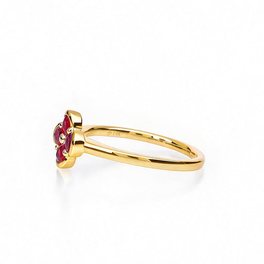 Natural 0.41 Ct. TW Ruby Clover Ring in Yellow Gold, 14K Yellow Gold, 18K Yellow Gold