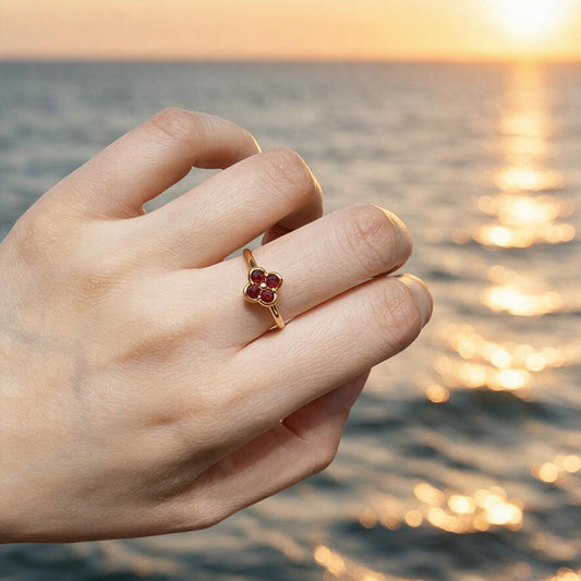 Natural 0.41 Ct. TW Ruby Clover Ring in Yellow Gold, 14K Yellow Gold, 18K Yellow Gold