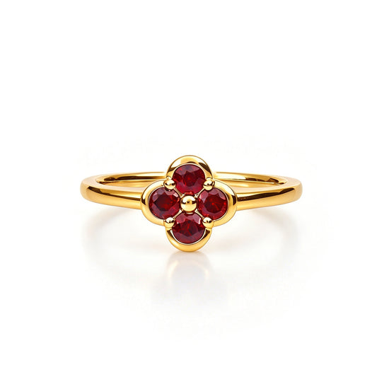 Natural 0.41 Ct. TW Ruby Clover Ring in Yellow Gold, 14K Yellow Gold, 18K Yellow Gold