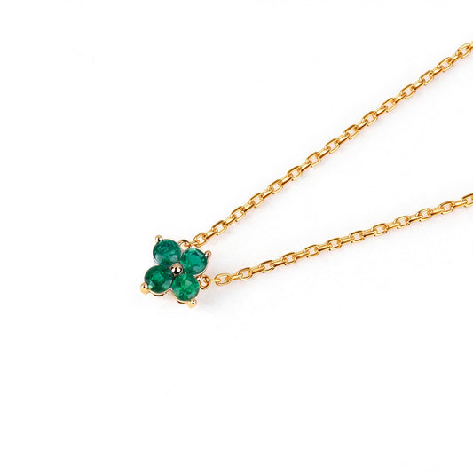 Natural 0.44 Ct. TW Emerald Clover Pendant in Yellow Gold, 14K Yellow Gold, 18K Yellow Gold
