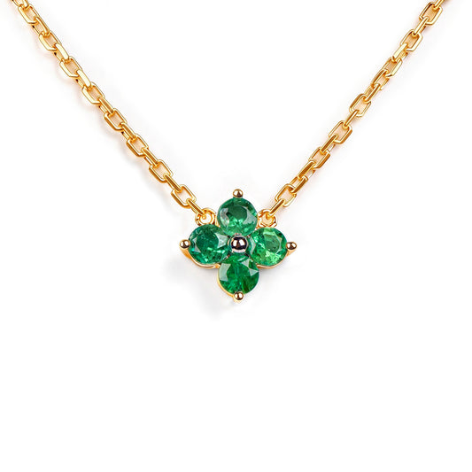 Natural 0.44 Ct. TW Emerald Clover Pendant in Yellow Gold, 14K Yellow Gold, 18K Yellow Gold