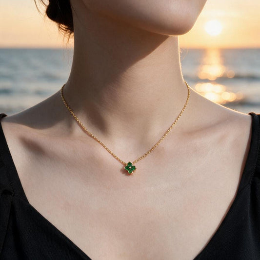 Natural 0.44 Ct. TW Emerald Clover Pendant in Yellow Gold, 14K Yellow Gold, 18K Yellow Gold