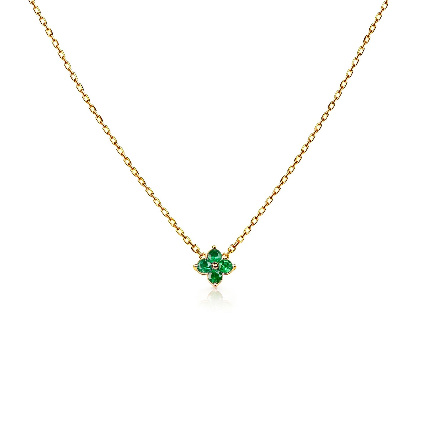 Natural 0.44 Ct. TW Emerald Clover Pendant in Yellow Gold, 14K Yellow Gold, 18K Yellow Gold