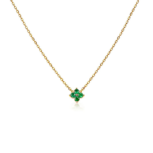 Natural 0.44 Ct. TW Emerald Clover Pendant in Yellow Gold, 14K Yellow Gold, 18K Yellow Gold