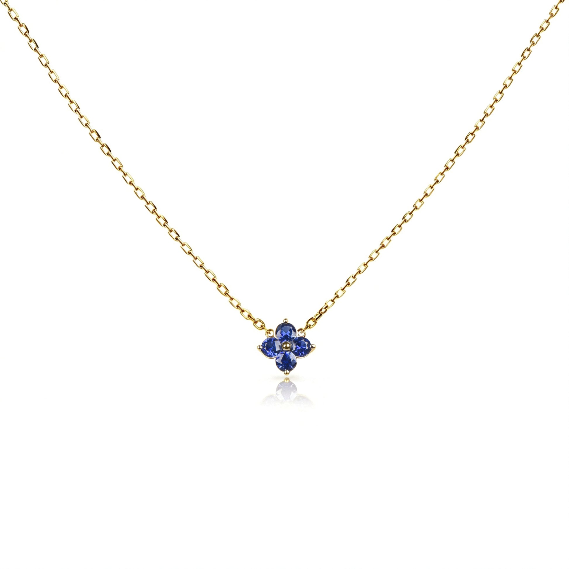 Natural 0.52 Ct. TW Sapphire Clover Pendant in Yellow Gold, 14K Yellow Gold, 18K Yellow Gold