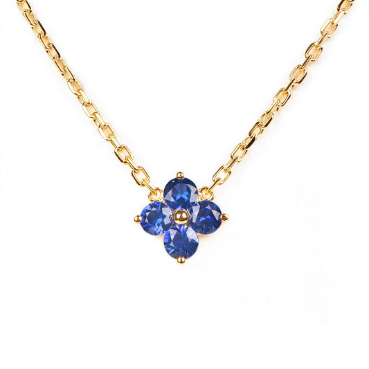 Natural 0.52 Ct. TW Sapphire Clover Pendant in Yellow Gold, 14K Yellow Gold, 18K Yellow Gold