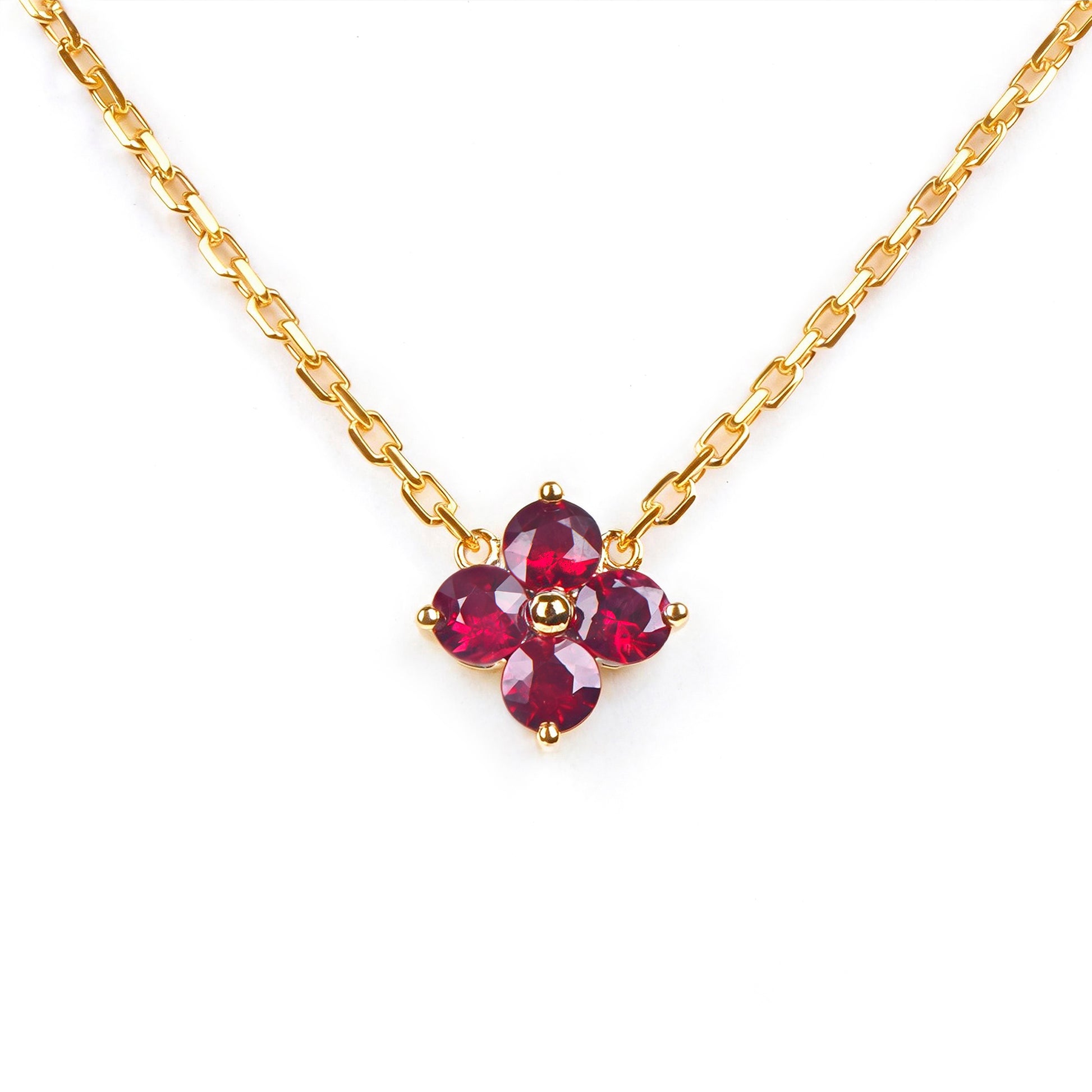 Natural 0.57 Ct. TW Ruby Clover Pendant in Yellow Gold, 14K Yellow Gold, 18K Yellow Gold