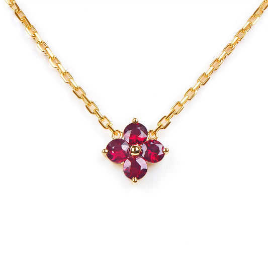 Natural 0.57 Ct. TW Ruby Clover Pendant in Yellow Gold, 14K Yellow Gold, 18K Yellow Gold