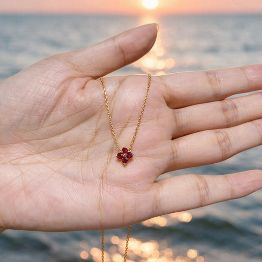Natural 0.57 Ct. TW Ruby Clover Pendant in Yellow Gold, 14K Yellow Gold, 18K Yellow Gold