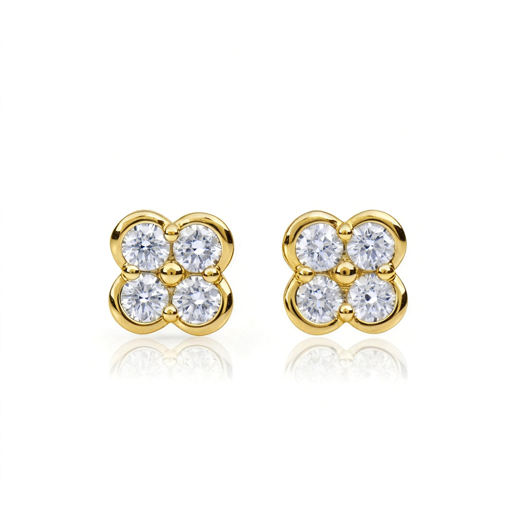 Natural 0.65 Ct. TW Diamond Clover Stud Earrings in Yellow Gold , 14K Yellow Gold, 18K Yellow Gold