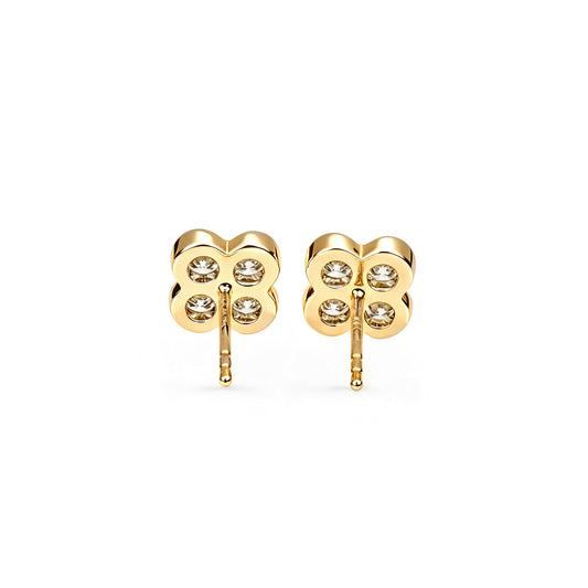 Natural 0.65 Ct. TW Diamond Clover Stud Earrings in Yellow Gold , 14K Yellow Gold, 18K Yellow Gold