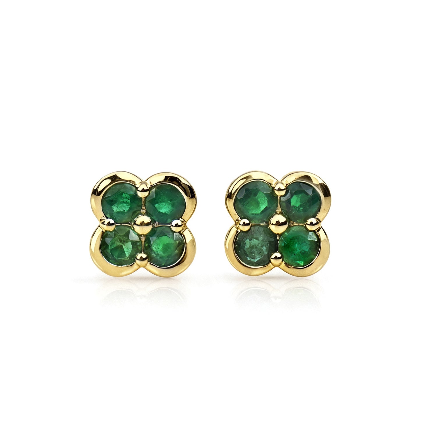 Natural 0.67 Ct. TW Emerald Clover Stud Earrings in Yellow Gold , 14K Yellow Gold, 18K Yellow Gold