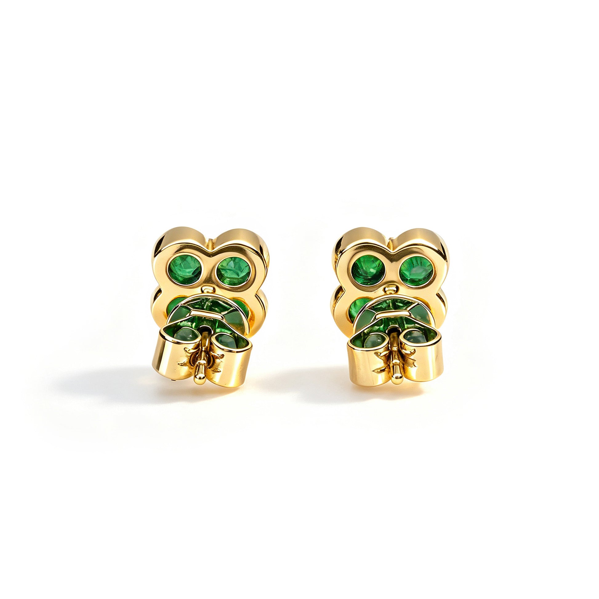 Natural 0.67 Ct. TW Emerald Clover Stud Earrings in Yellow Gold , 14K Yellow Gold, 18K Yellow Gold