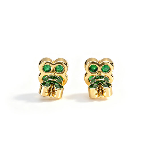 Natural 0.67 Ct. TW Emerald Clover Stud Earrings in Yellow Gold , 14K Yellow Gold, 18K Yellow Gold