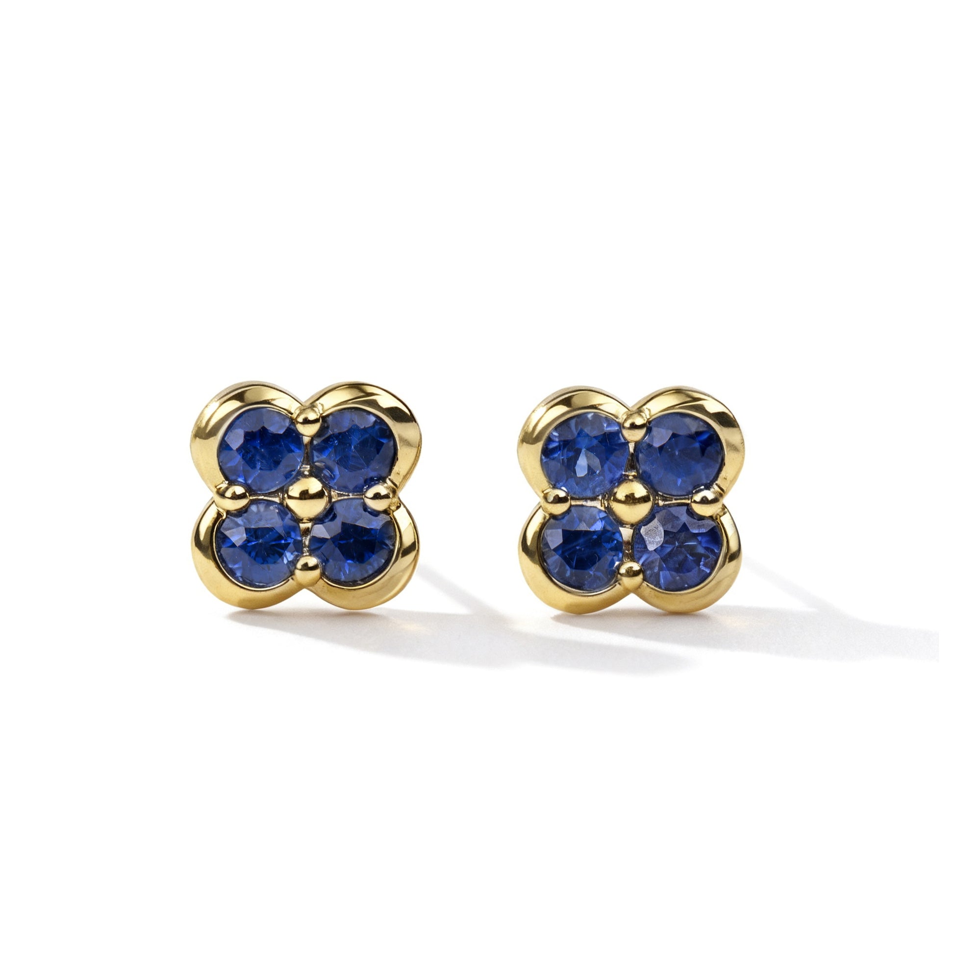 Natural 0.67 Ct. TW Sapphire Clover Stud Earrings in Yellow Gold, 14K Yellow Gold, 18K Yellow Gold