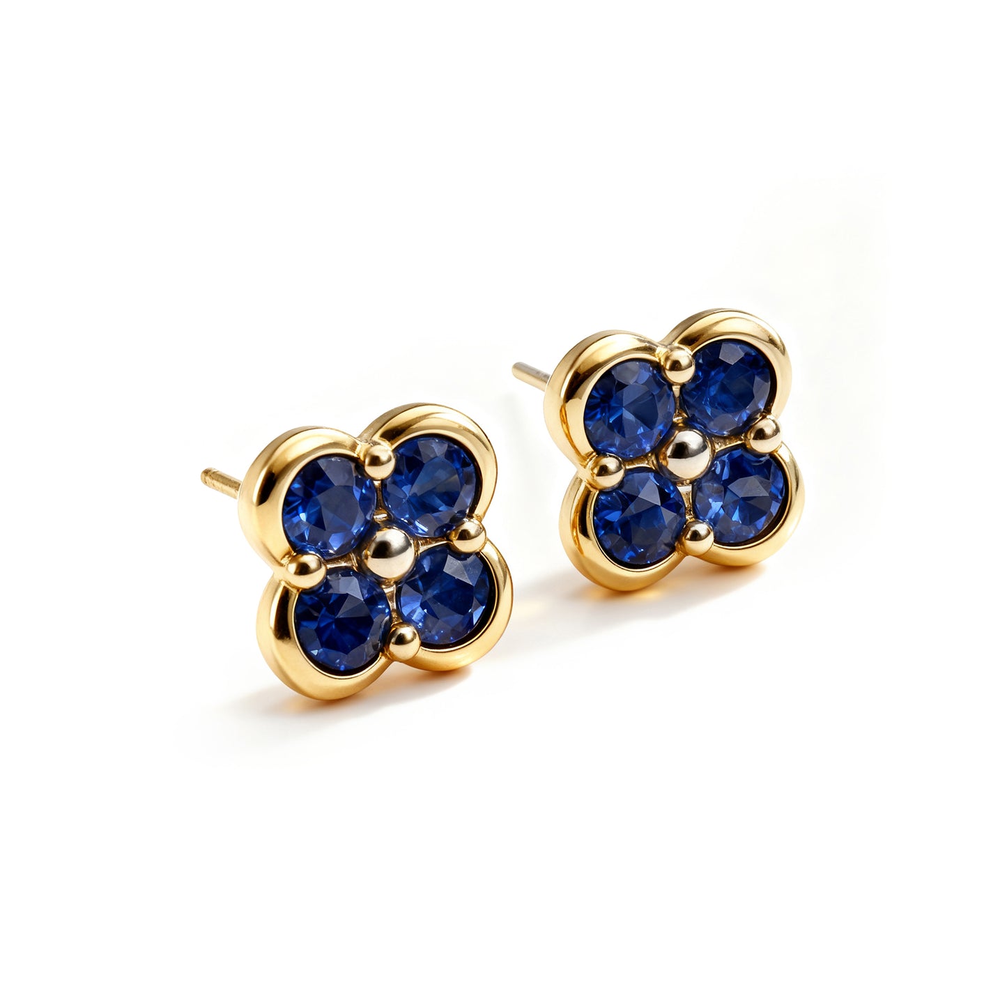 Natural 0.67 Ct. TW Sapphire Clover Stud Earrings in Yellow Gold, 14K Yellow Gold, 18K Yellow Gold