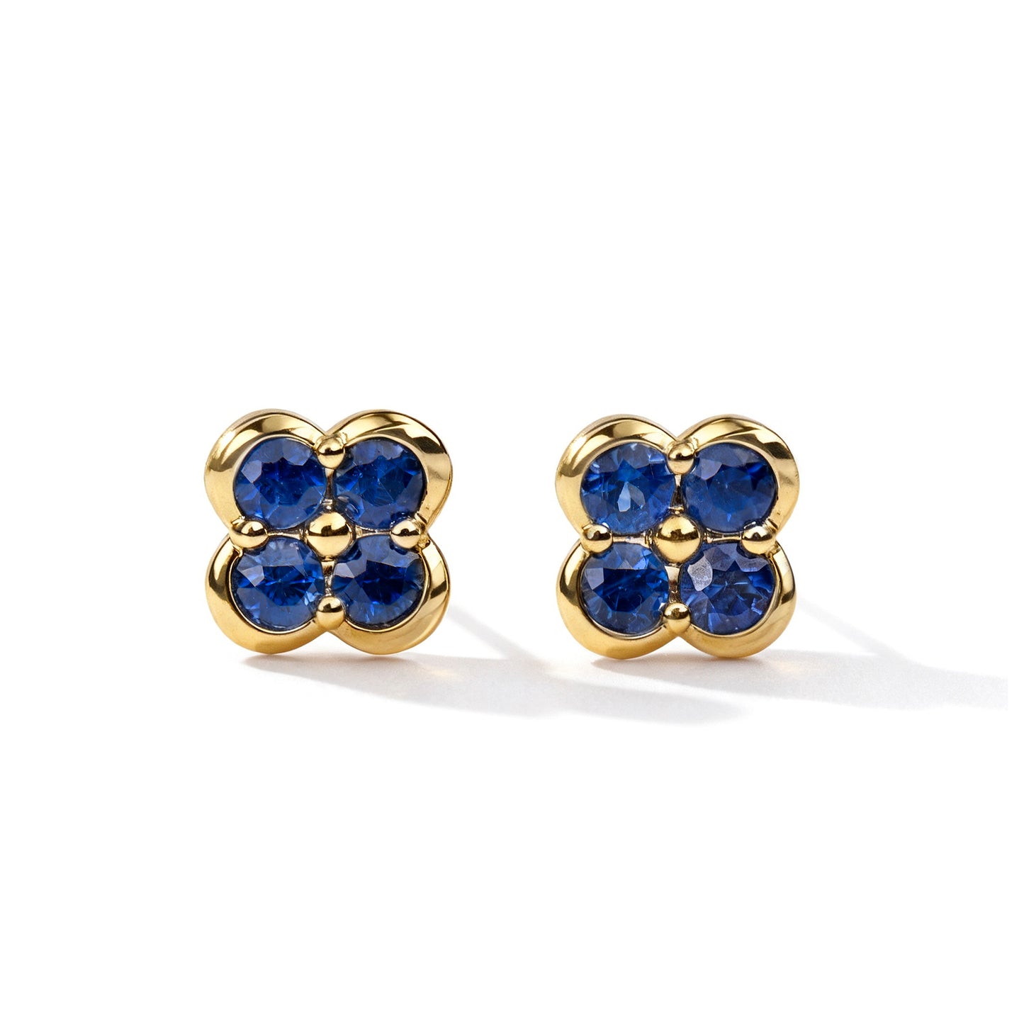 Natural 0.67 Ct. TW Sapphire Clover Stud Earrings in Yellow Gold, 14K Yellow Gold, 18K Yellow Gold