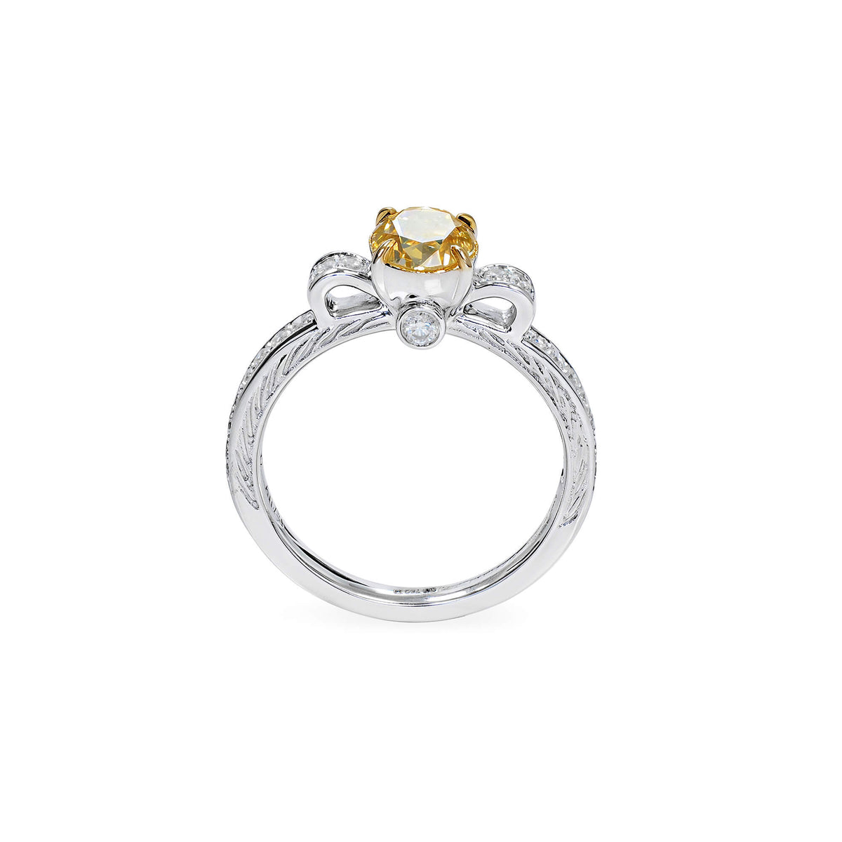 Natural 1.07 Ct. Fancy Intense Yellow Oval-Cut Diamond Solitaire Ring, 18K White Gold