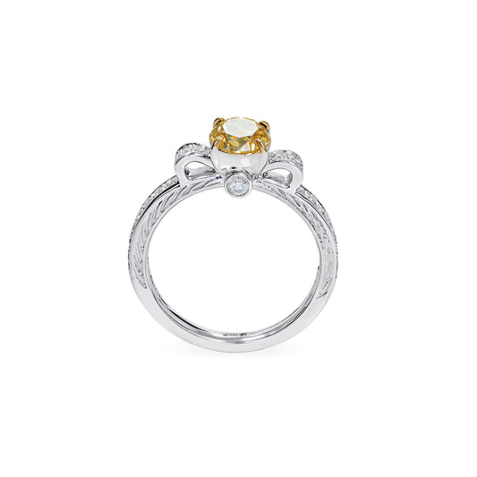 Natural 1.07 Ct. Fancy Intense Yellow Oval-Cut Diamond Solitaire Ring, 18K White Gold