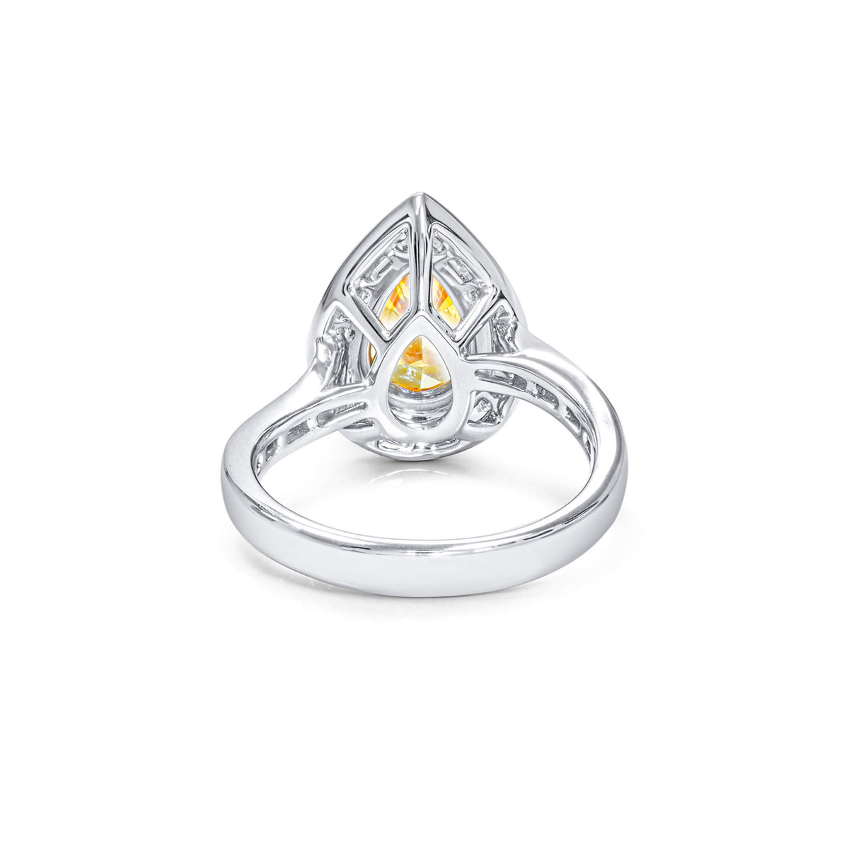 Natural 1.38 Ct. Yellow-Orange Pear-Cut Diamond Halo Ring, 18K White Gold