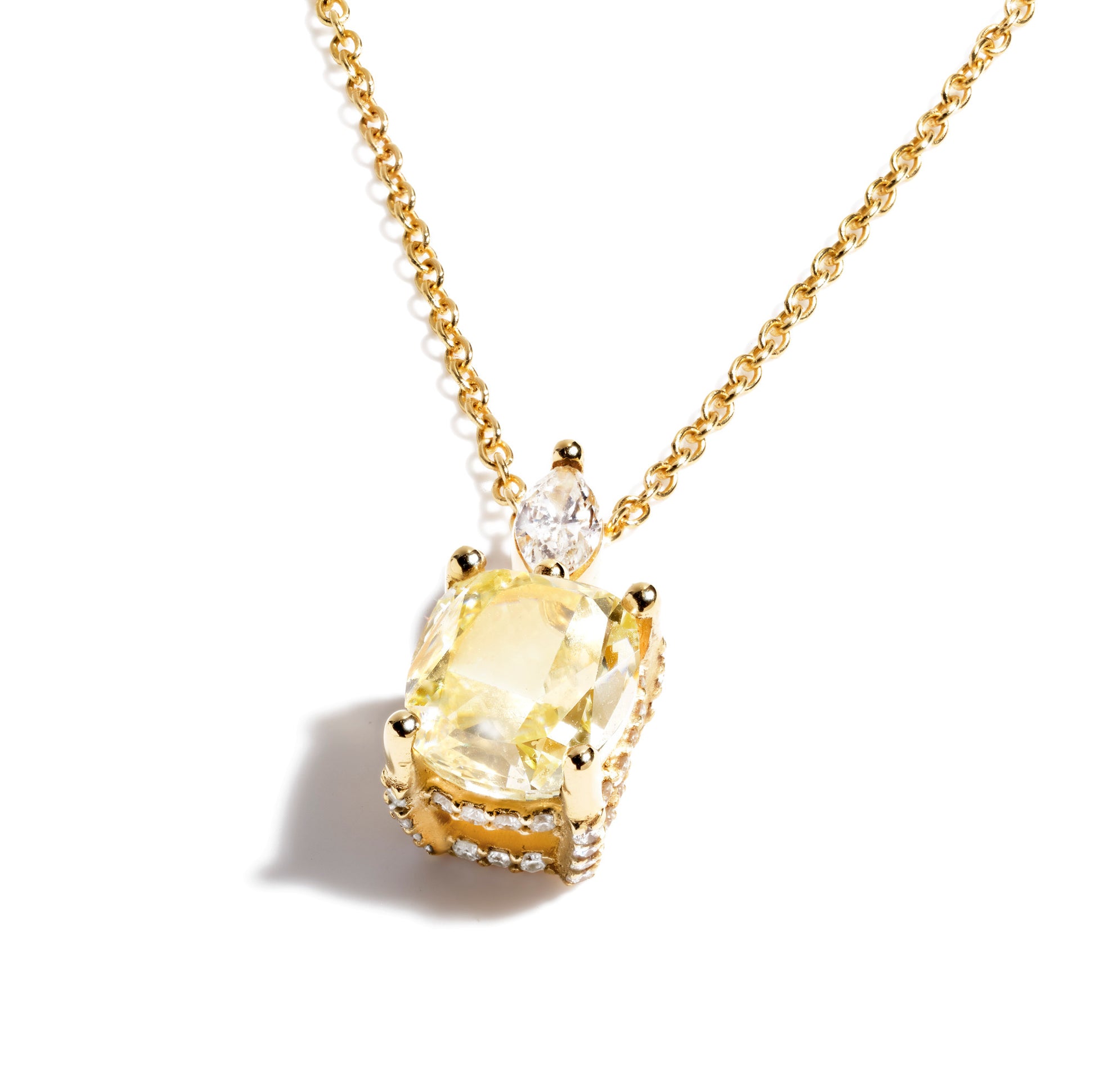 Natural 3.01 Ct. Fancy Light Yellow Cushion-Cut Diamond Pendant, 18K Yellow Gold