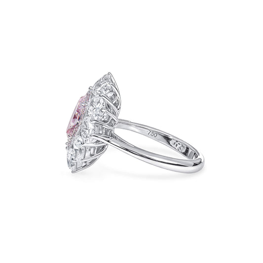 Natural 4.60 Ct. TW Pink & White Oval-Cut Diamond Halo Ring, 18K White Gold