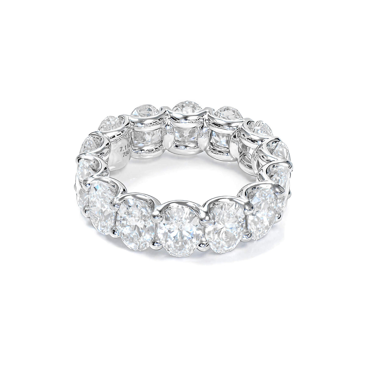 Natural 7.11 Ct. TW Oval-Cut Diamond Eternity Ring, 18K White Gold