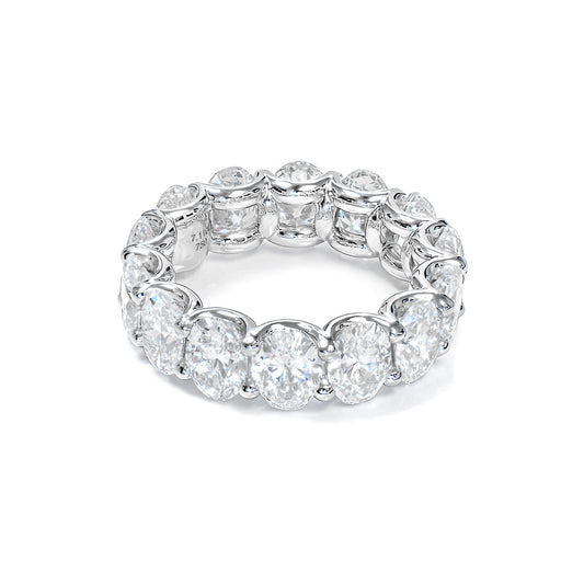 Natural 7.11 Ct. TW Oval-Cut Diamond Eternity Ring, 18K White Gold