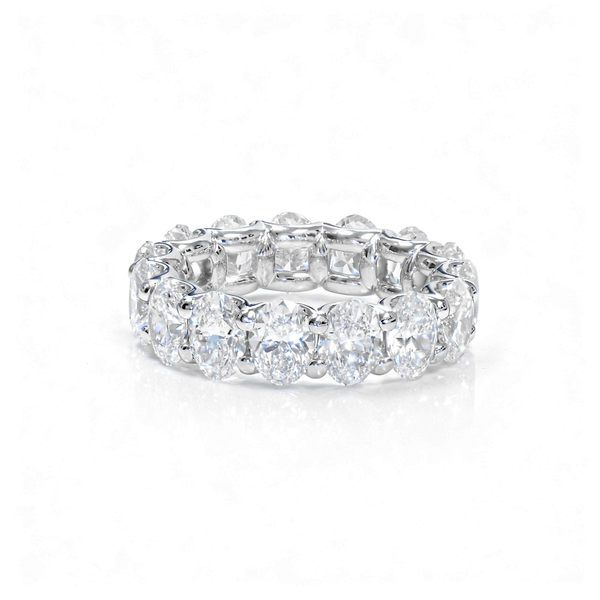 Natural 7.56 Ct. TW Oval-Cut Diamond Eternity Ring, 18K White Gold