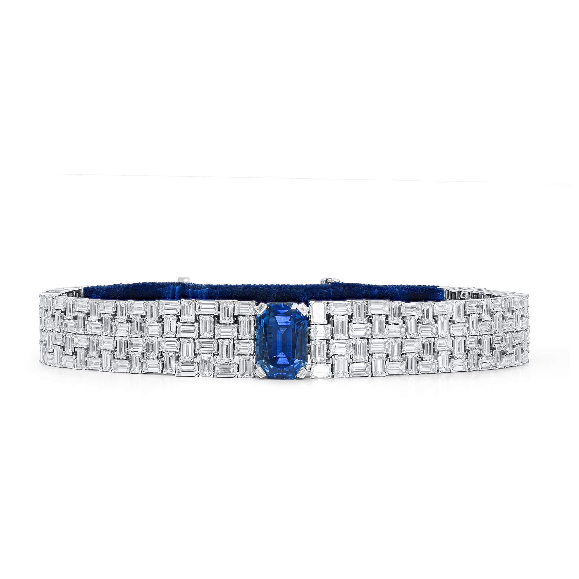 Natural Blue Burma Sapphire And Diamond Bracelet, 63.89 Ct. TW, SSEF Certified, unheated