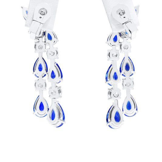 Natural Blue Sapphire Earrings, 20.11 Ct. TW, Pear shape EG_LAB Certified