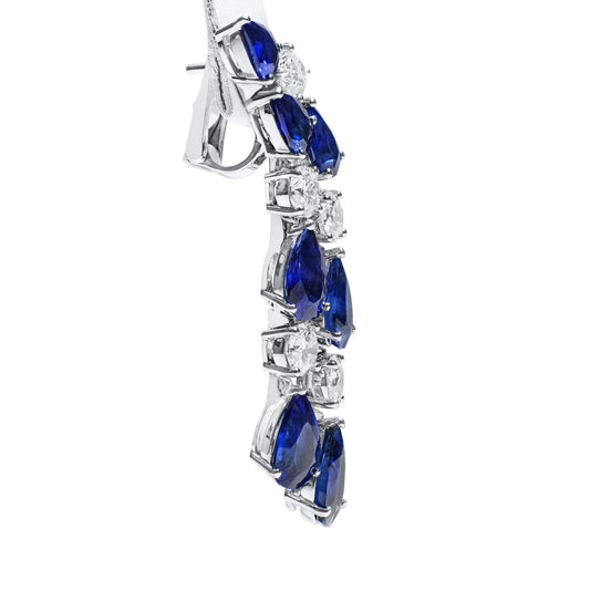 Natural Blue Sapphire Earrings, 20.11 Ct. TW, Pear shape EG_LAB Certified