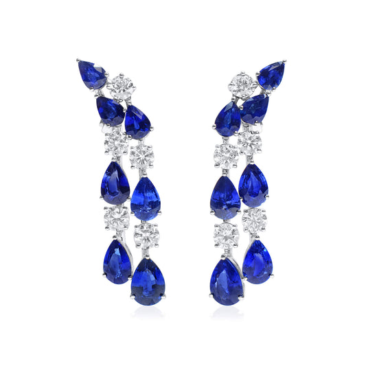 Natural Blue Sapphire Earrings, 20.11 Ct. TW, Pear shape EG_LAB Certified