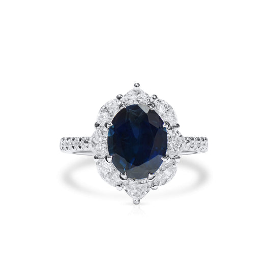 Natural Blue Sapphire Ring, 5.19 Ct. TW, Oval shape EG_LAB Certified
